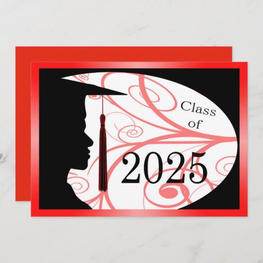 Rood en Zwart Man Silhouette 2025 Kaart (Voorkant / Achterkant)