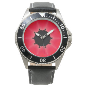 Rood en zwart Mandelbrot Fractal Horloge