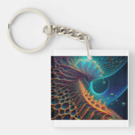 Rood en zwart Mandelbrot Sleutelhanger