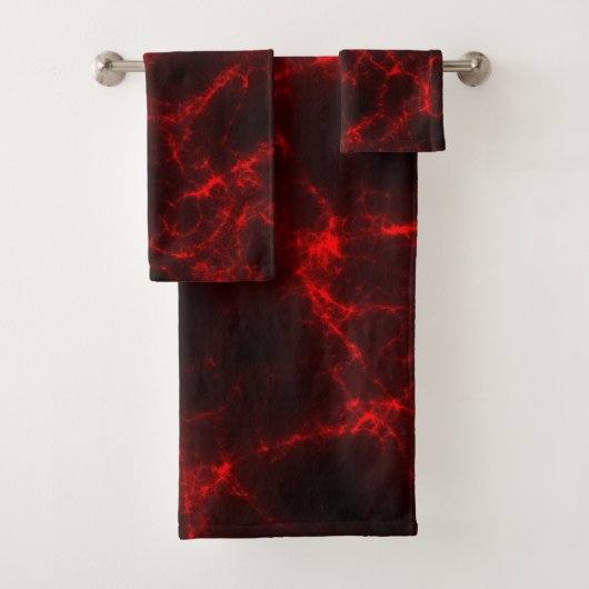 Rood en Zwart Marmer abstract Bad Handdoek (Insitu)