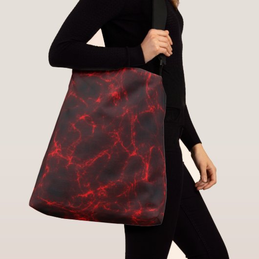 Rood en Zwart Marmeren Swirl Abstract Crossbody Tas (Dichtbij)