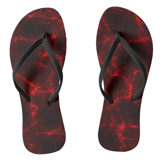 Rood en Zwart Marmeren Swirl Abstract Teenslippers (Voetbed)
