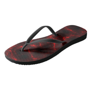 Rood en Zwart Marmeren Swirl Abstract Teenslippers