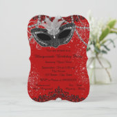 Rood en Zwart Masquerade Party Kaart (Staand voorkant)