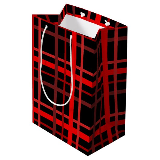Rood en zwart medium cadeauzakje (Achterkant Gekanteld)