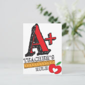 Rood en zwart met A+-lerarenregel Briefkaart (Staand voorkant)