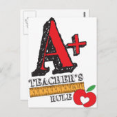 Rood en zwart met A+-lerarenregel Briefkaart (Voorkant / Achterkant)