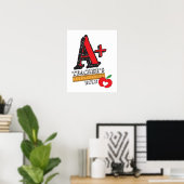 Rood en zwart met A+-lerarenregel Poster (Thuiskantoor)