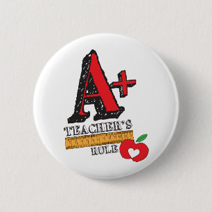 Rood en zwart met A+-lerarenregel Ronde Button 5,7 Cm