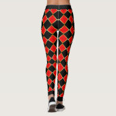 Rood en zwart met Faux Gold Outline gecontroleerd Leggings (Achterkant)