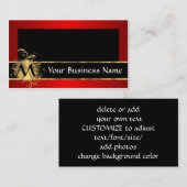 Rood en zwart met monogram visitekaartje (Voorkant / Achterkant)