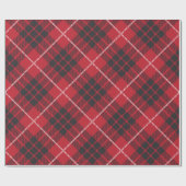 Rood en zwart met wit gelaatspatroon cadeaupapier (Vlak)