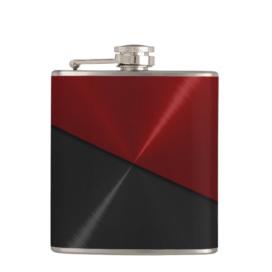 Rood en zwart metaal heupfles (Voorkant)