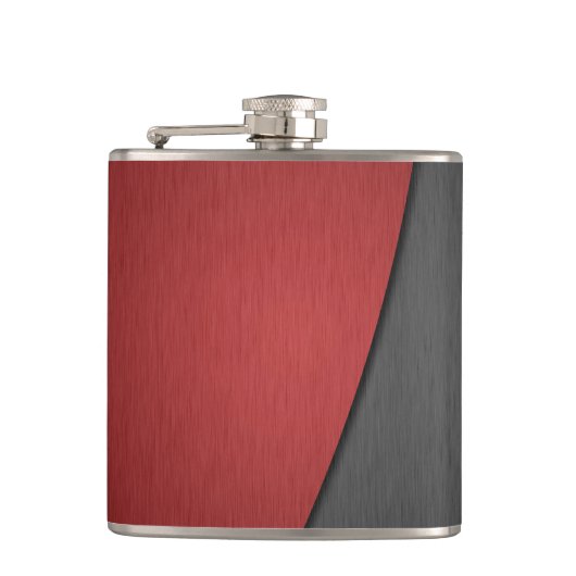 Rood en zwart metaal heupfles (Voorkant)
