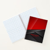 Rood en zwart metallic textuur geometrisch ontwerp notitieboek (Binnen)