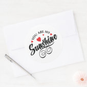 Rood en zwart mijn zonneschijn rond sticker (Envelop)