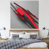 Rood en Zwart Minimalistisch Modern Abstract Canvas Afdruk (Insitu (Slaapkamer))