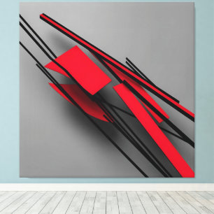 Rood en Zwart Minimalistisch Modern Abstract Canvas Afdruk