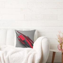 Rood en Zwart Minimalistisch Modern Abstract Kussen