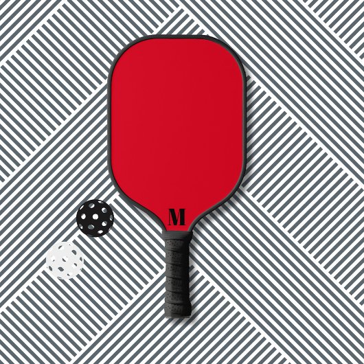 Rood en Zwart Modern Monogram Pickleball Paddle