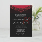 Rood en zwart  Monogram Wedding H302 Kaart (Staand voorkant)