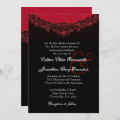 Rood en zwart  Monogram Wedding H302 Kaart (Voorkant / Achterkant)