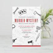 Rood en Zwart Moord Mysterie Uitnodiging (Staand voorkant)