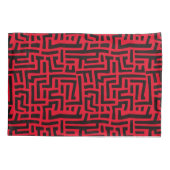 Rood en zwart motief | Geometrisch doolhofpatroon Kussensloop (Achterkant)