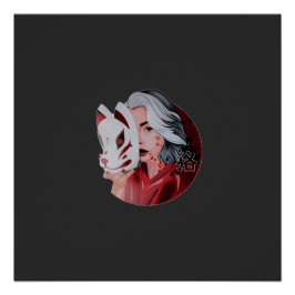 Rood en Zwart Mujina Illustratie Glanzend Poster