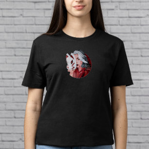 Rood en Zwart Mujina Illustratie T-Shirt