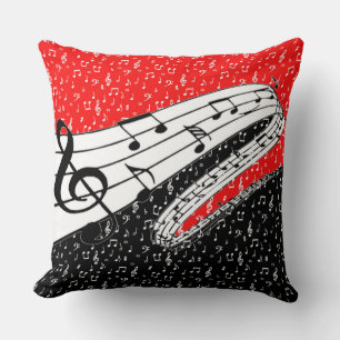 Rood en zwart muziek thema kussensloop kussen