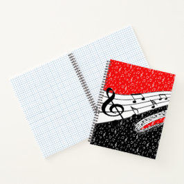 Rood en zwart muziek thema raster notitieboek
