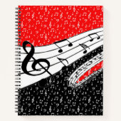 Rood en zwart muziekthema notitieboek (Voorkant)