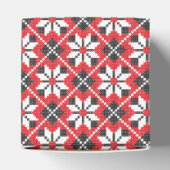 Rood en zwart naadloos kruisstichpatroon bedankdoosjes (Bovenkant)