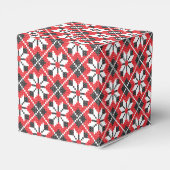 Rood en zwart naadloos kruisstichpatroon bedankdoosjes (Achterkant)