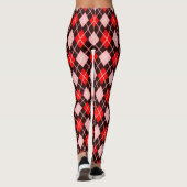 Rood en Zwart Naadloze Argyle Pattern Leggings (Achterkant)