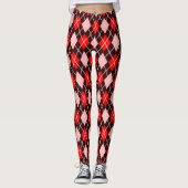 Rood en Zwart Naadloze Argyle Pattern Leggings (Voorkant)