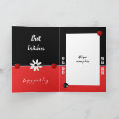 Rood en zwart naam en foto Happy Birthday Kaart (Binnen)