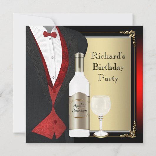 Rood en zwart naar perfectie verjaardagsfeestje kaart (Voorkant)