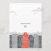 Rood en zwart nieuw adres met cartoon stad kaart (Achterkant)