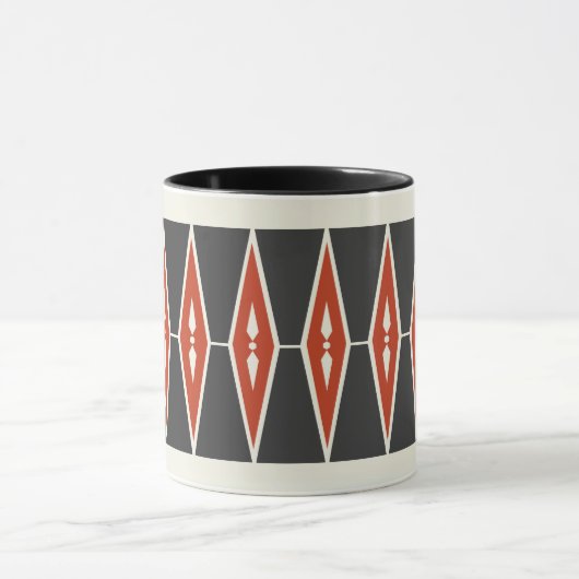 Rood en Zwart Nordic Geometric Pattern Design Mok (Midden)
