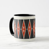 Rood en Zwart Nordic Geometric Pattern Design Mok (Voorkant links)