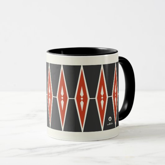 Rood en Zwart Nordic Geometric Pattern Design Mok (Voorkant rechts)