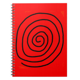 Rood en zwart notitieboek met een koppelteken