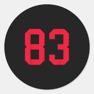 Rood en zwart nummer 83 jersey speler uniform #83 ronde sticker