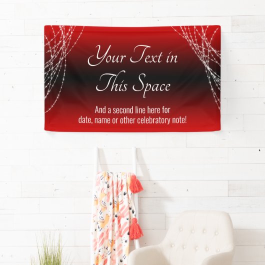 Rood en Zwart Ombre Lights Voeg uw aangepaste teks Spandoek (Insitu)