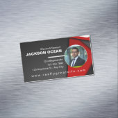 Rood en zwart onroerend goed magnetisch visitekaartje (Voorbeeld)