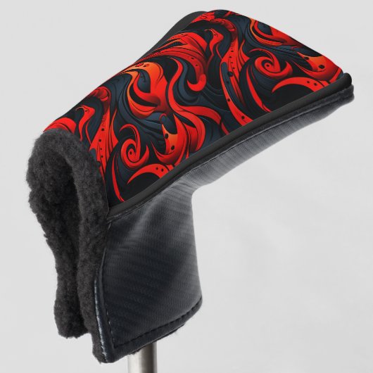 Rood en zwart ontwerp golfheadcover (3/4 voorkant)