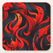 Rood en zwart ontwerp kartonnen onderzetters (Voorkant)