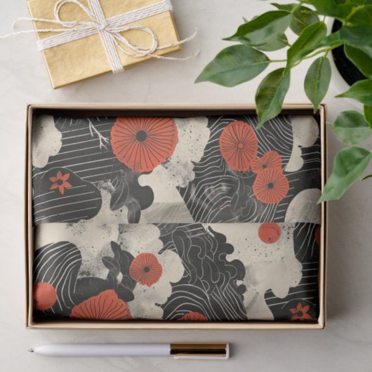 Rood en zwart oosters tissuepapier (Geschenk)